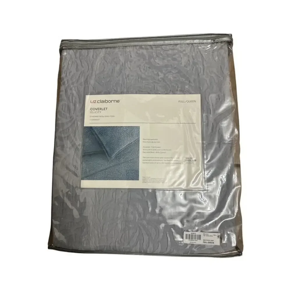 Liz Claiborne Coverlet Felicity Queen / Full Bed Textured Cotton Weathered Gray